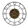 Hivvago Round Decorative Gear Iron Wall Clock In Brown