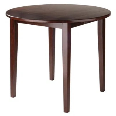 Hivvago Round Drop Leaf Dining Table Walnut In Brown