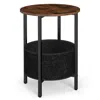 Hivvago Round End Table 2-tier Side Table With Removable Fabric Basket And Metal Frame