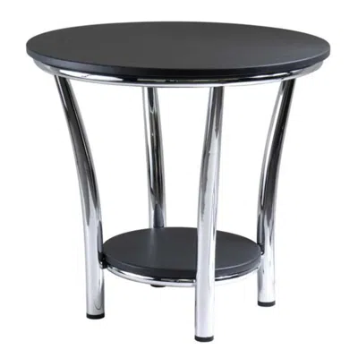 Hivvago Round End Table Black And Metal