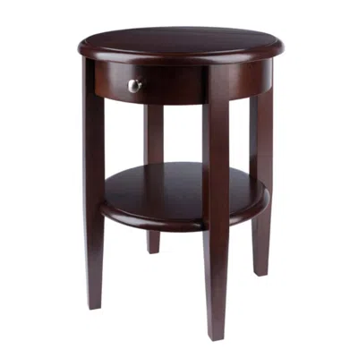 Hivvago Round End Table Walnut In Brown