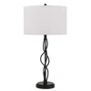 Hivvago Round Fabric Shade Table Lamp With Metal Spiral Design Base,white And Black In Black