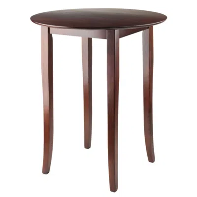 Hivvago Round High Table Walnut In Blue