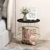 Hivvago Round Metal Frame End Table With Removable Top-golden