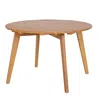 Hivvago Round Outdoor Acacia Wood Side Table With Slatted Tabletop In Brown