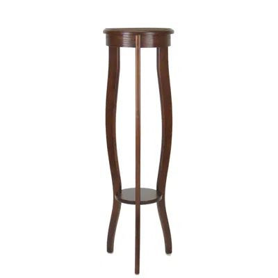 Hivvago Round Pedestal Stand With Open Bottom Shelf And Flared Legs, Brown