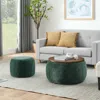 Hivvago Round Storage Ottoman 2 In 1 End Table And Ottoman With Small Seat