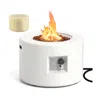 Hivvago Round Terrazzo Propane Gas Fire Pit With Hideaway Tank Holder And Lava Rocks