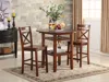 Hivvago Round Top Wooden Counter Table With Stemware Rack And 2 Drop Leaves, Brown In Brown