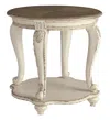 Hivvago Round Wooden End Table With Open Bottom Shelf, Brown And Antique White In Neutral