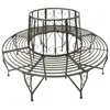 Hivvago Roundabout Circular Outdoor Garden Tree Bench In Heavy Duty Grey Steel In Black