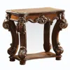 Hivvago Square Top End Table With Scrolled Leg And Bottom Shelf, Cherry Brown