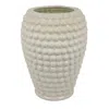 Hivvago Rozie Round Vase With Bubble Texture Design, White Ceramic 15 Inch In Neutral