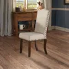 Hivvago Rubber Wood Dining Chair With Nail Head Trim, Set Of 2, Brown And Cream In Brown