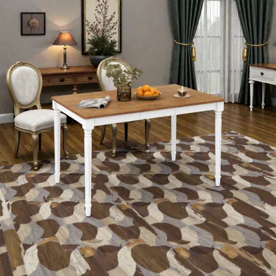 Hivvago Rubberwood Extendable Dining Table Ideal For 4-8 Guests In Brown
