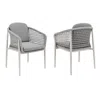 Hivvago Rue 24 Inch Outdoor Patio Armchair Set Of 2, Mesh Woven Rope, Gray Frame