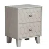 Hivvago Rue 26 Inch 2 Drawer Nightstand, Textured Honeycomb Design, Light Gray In Gray
