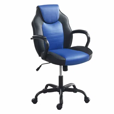 Hivvago Rue 27 Inch Ergonomic Office Chair, Faux Leather Swivel Seat, Black, Blue