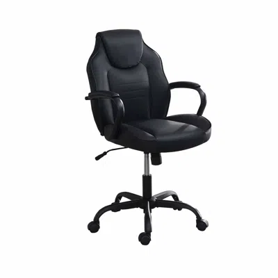 Hivvago Rue 27 Inch Ergonomic Office Chair, Vegan Faux Leather Swivel Seat, Black