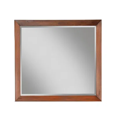 Hivvago Rue 36 X 40 Rectangular Dresser Mirror, Mahogany Wood Frame, Warm Brown