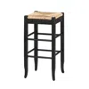 Hivvago Rush Woven Wooden Frame Barstool With Saber Legs, Beige And Black
