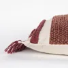 Hivvago Rust Braided Stripe Macrame Fringe Lumbar Pillow In Pink