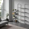 Hivvago Rustic 4-layer Pipe Wall Shelf With Wood Boards And Iron Frame In Gray