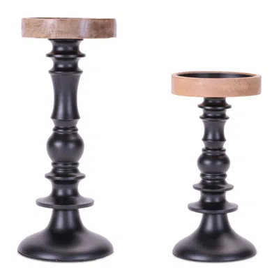 Hivvago Rustic Candle Holder (set Of 2) In Multi