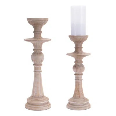 Hivvago Rustic Elegance Candle Holder Set In Neutral