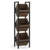 Hivvago Rustic Farmhouse Industrial 3 Bin 36 Bottle Wine Rack Storage Display Shelf In Black