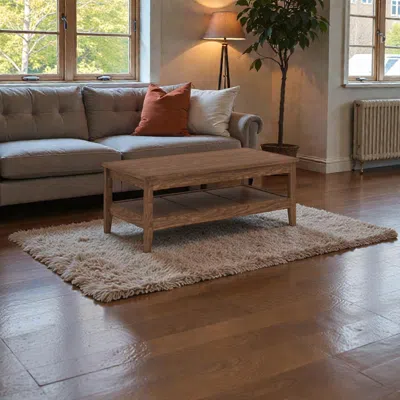 Hivvago Rustic Living Room Coffee Table With Reinforced Thick Top In Brown