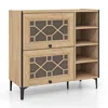 Hivvago Rustic Shoe Cabinet With Flip-up See-through Doors And Adjustable Shelves-oak