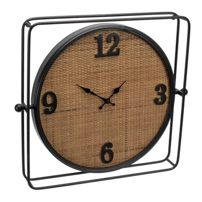 Hivvago Rustic Square Wall Clock 19.5sq In Brown