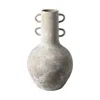 Hivvago Rustic Whitewash Brown Double Handle Ceramic Vase In Gray
