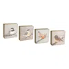 Hivvago Rustic Wood Bird Plaque (set Of 4) In Multi