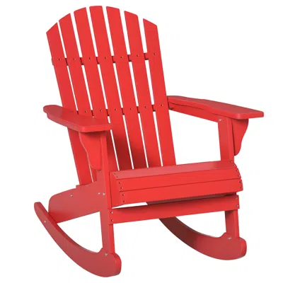 Hivvago Rustic Wooden Rocking Chair For Porch Or Patio In Red