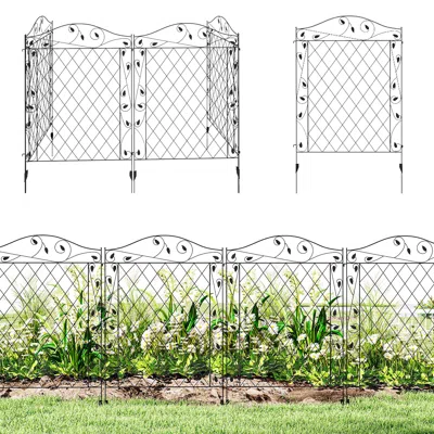 Hivvago Rust-resistant Garden Fence With Wavy Vines, 4-pack