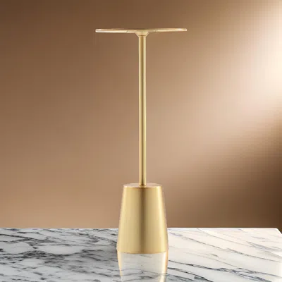 Hivvago Ryan 8 Inch Side End Drink Table, Round, Tapered, Dome Base, Gold Metal