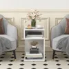 Hivvago S-shaped Side Table With Unique S-shaped Frame And 2 Open Compartments-white