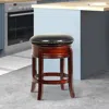 Hivvago Sabi 24 Inch Swivel Counter Stool, Solid Wood, Faux Leather, Brown, Black In Brown