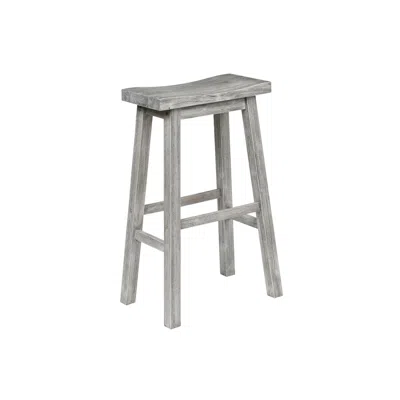 Hivvago Saddle Design Wooden Barstool With Grain Details, Gray