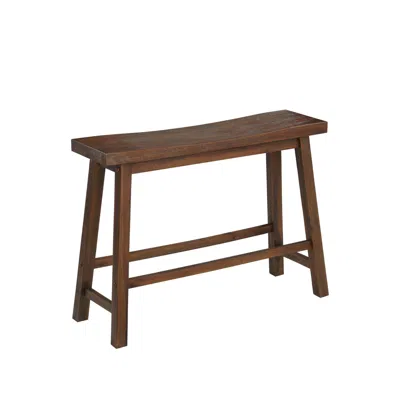 Hivvago Saddle Design Wooden Bench With Grain Details, Brown