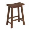 Hivvago Saddle Design Wooden Counter Stool With Grain Details, Brown In Brown