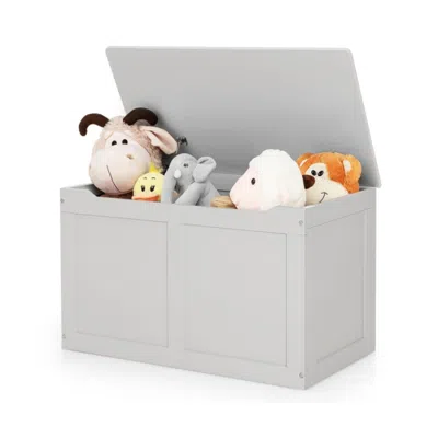 Hivvago Safety Hinge Wooden Chest Organizer Toy Storage Box-gray