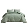 Hivvago Sage Microfiber 3-piece Comforter Set With Ruffled Edge Trim In Green