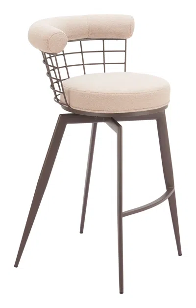Hivvago Saku Swivel Barstool Beige & Brown