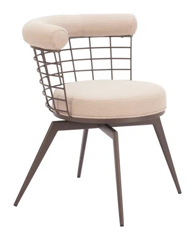 Hivvago Saku Swivel Dining Chair Beige & Brown In Neutral