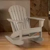 Hivvago Sami 35 Inch Outdoor Rocking Chair, Slatted Design, Modern Brown Finish In Brown