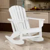 Hivvago Sami 35 Inch Outdoor Rocking Chair, Slatted Design, Modern White Finish In White