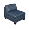Hivvago Samy 37 Inch Modular Armless Sofa Chair, Blue Faux Leather, Solid Wood In Blue